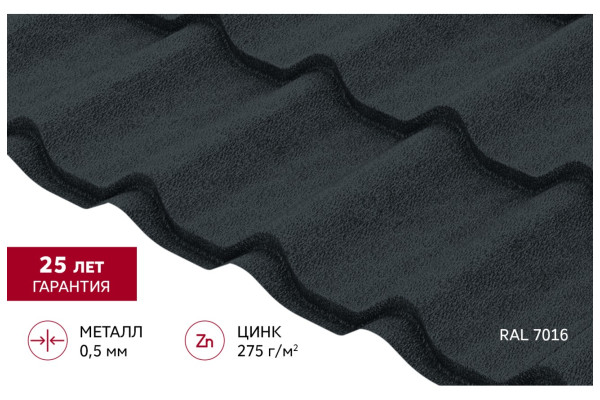 Металлочерепица Grand Line Классик 0,5 Satin RAL 8017 в Подольске