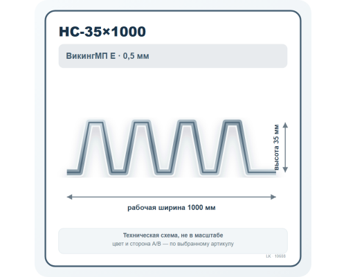 Профлист НС-35×1000 ВикингМП Е 0,5 мм