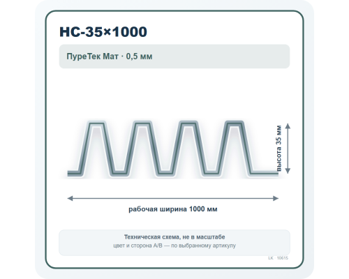 Профлист НС-35×1000 ПуреТек Мат 0,5 мм